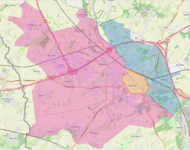 Carte du déploiement de la fibre à Tournai en mars 2024